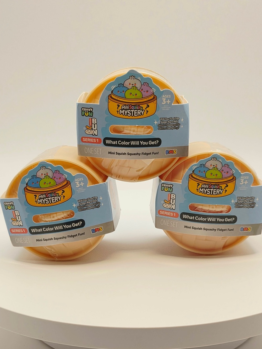 3pc Squishy Bun Rainbow Mini!! NEW Dumpling Five Below New Sealed Series 1